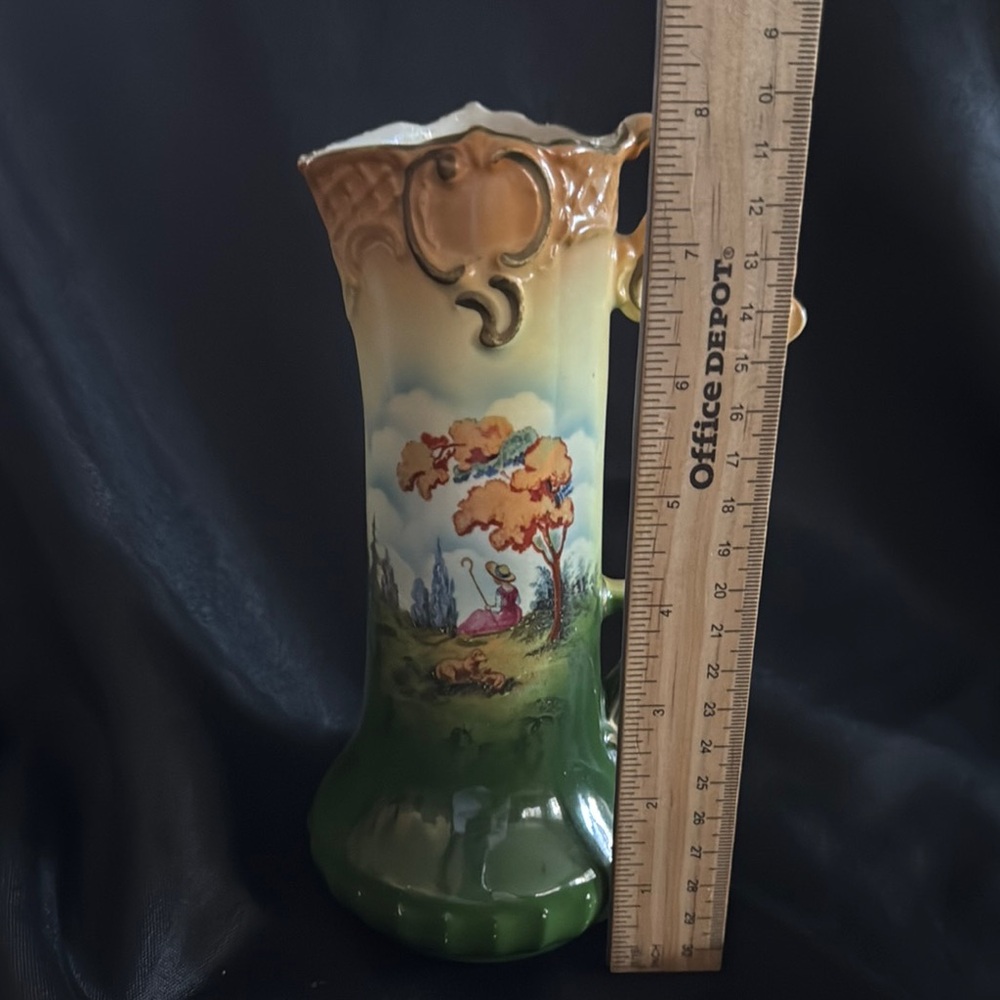 Vintage Ceramic Pitcher with Scenic Design Czech pottery - Picture 9 of 12